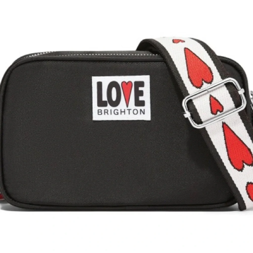 Love Essentials Cross‎ Body Bag - Brighton Black with Heart Strap